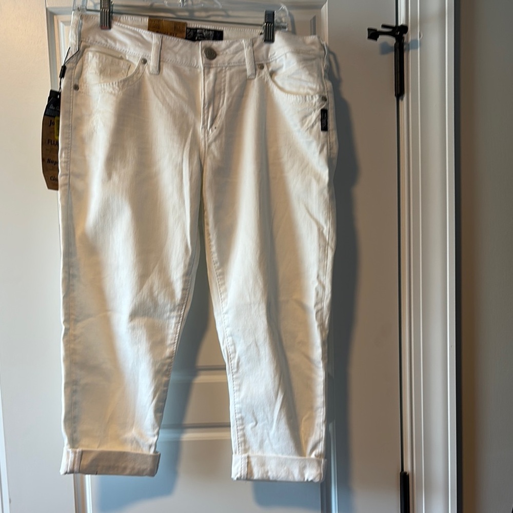 Silver Jeans White Ankle Cropped Jeans